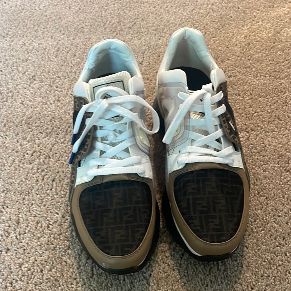 Fendi Men's White and Brown Sneakers